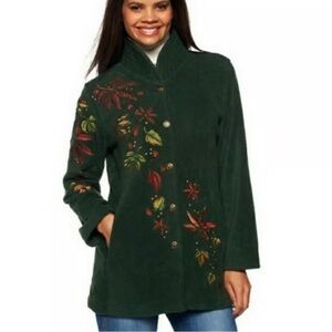 Bob Mackie Dark Forest Green Embroidered Jacket